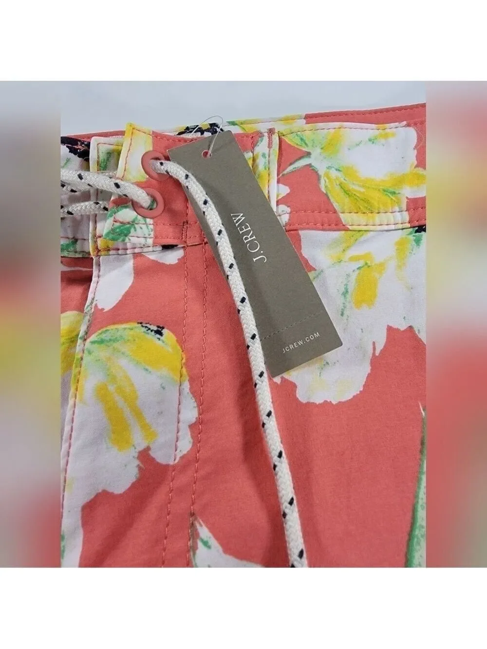NWT J Crew 7'' Stretch Breaker Board Short Floral Print ECONYL Nylon Swim Men 33